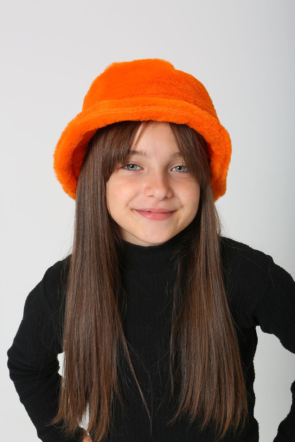 Çocuk Peluş Bucket Şapka RKŞ-Ç-01 Turuncu