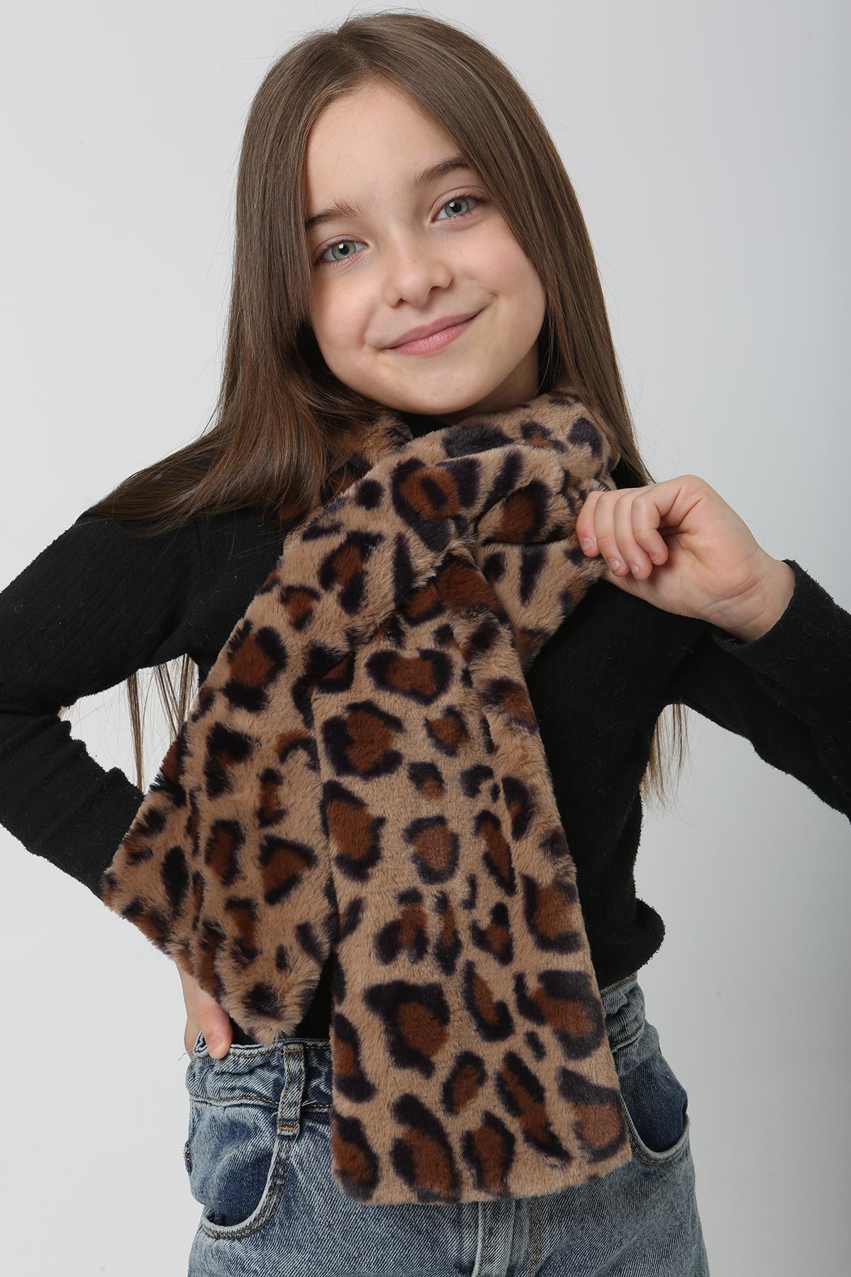 Çocuk Peluş Kaşkol Boyunluk Atkı RKB-Ç-01 Leopar 2