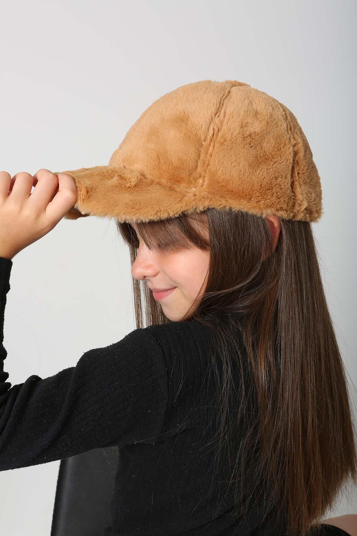 Çocuk Peluş Kep Şapka RKŞ-Ç-06 Camel