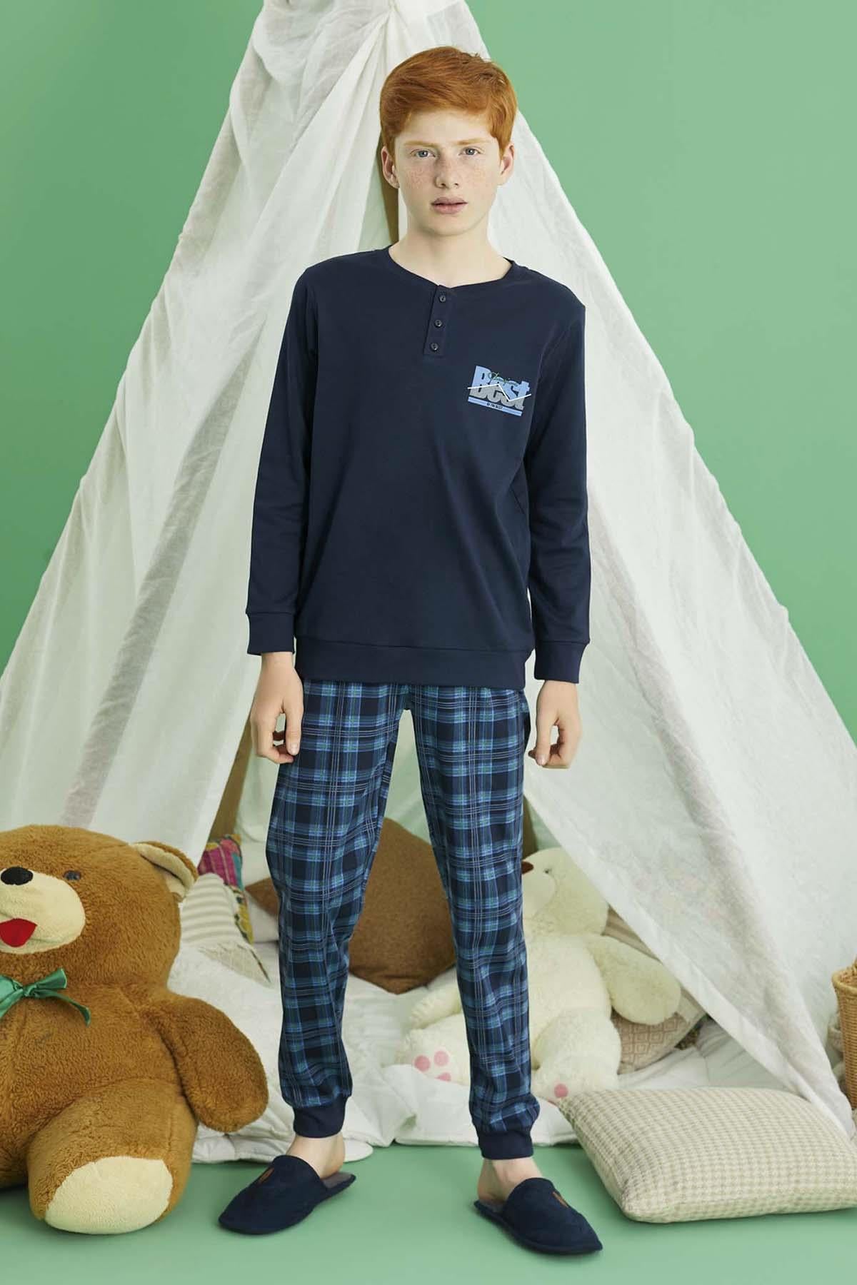Erkek Çocuk Aydoğan Pamuklu Pijama Takımı 240728 Lacivert