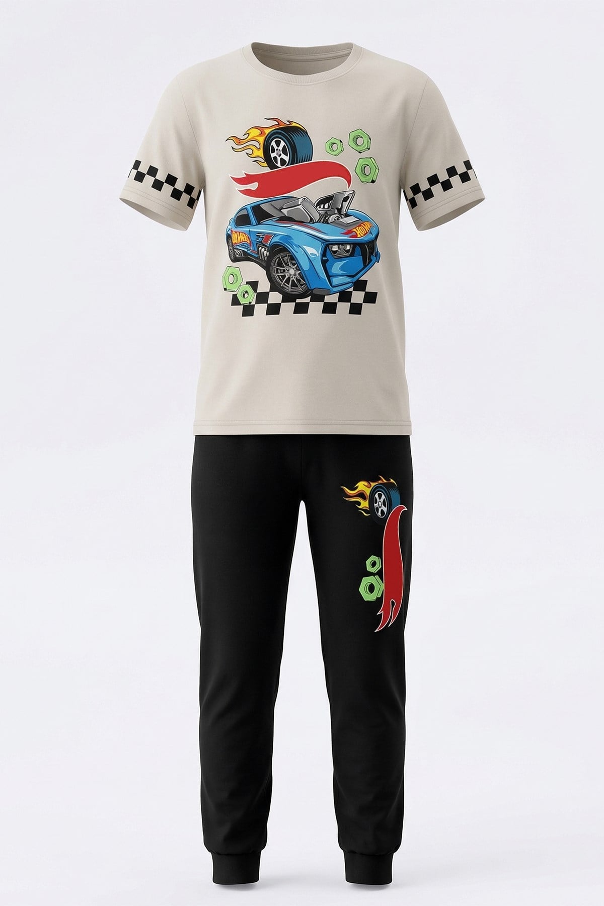 Erkek Çocuk Pamuk Penye Pijama Takımı 4294 Bej