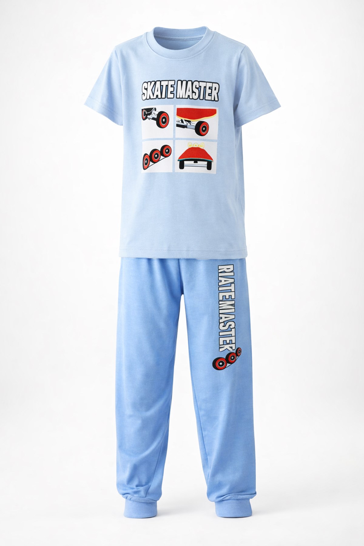 Erkek Çocuk Pamuk Penye Pijama Takımı 4270 Açık Mavi