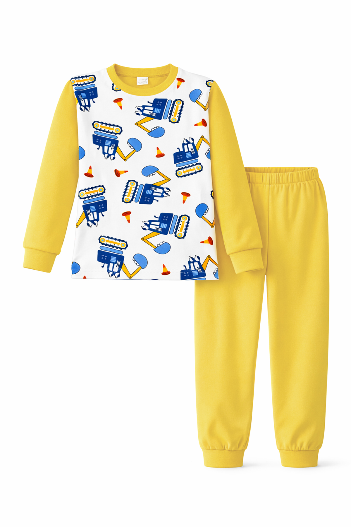 Erkek Çocuk Pamuklu Desenli Pijama Takımı 6068-18 Sarı02