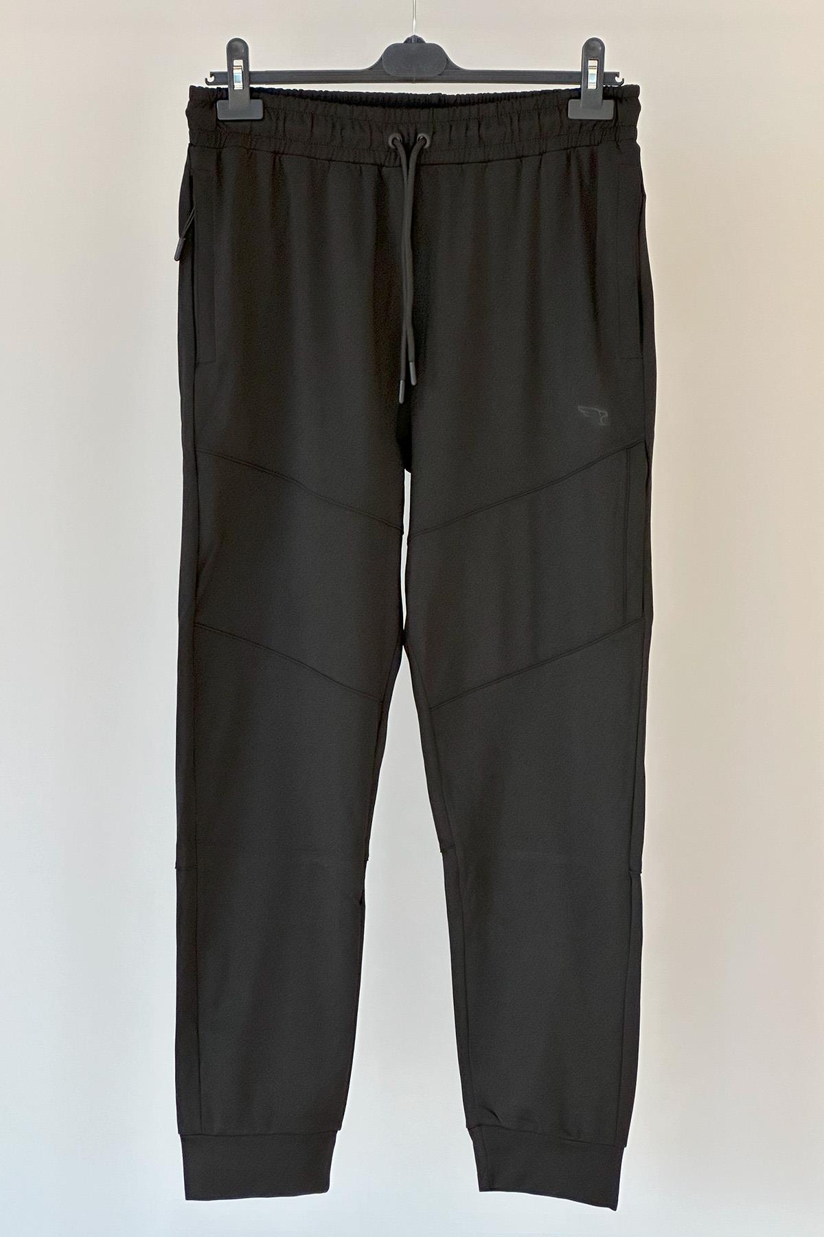 Erkek Dalgıç Kumaş Paçası Manşetli 4 Cepli Eşofman Altı 6985 Siyah