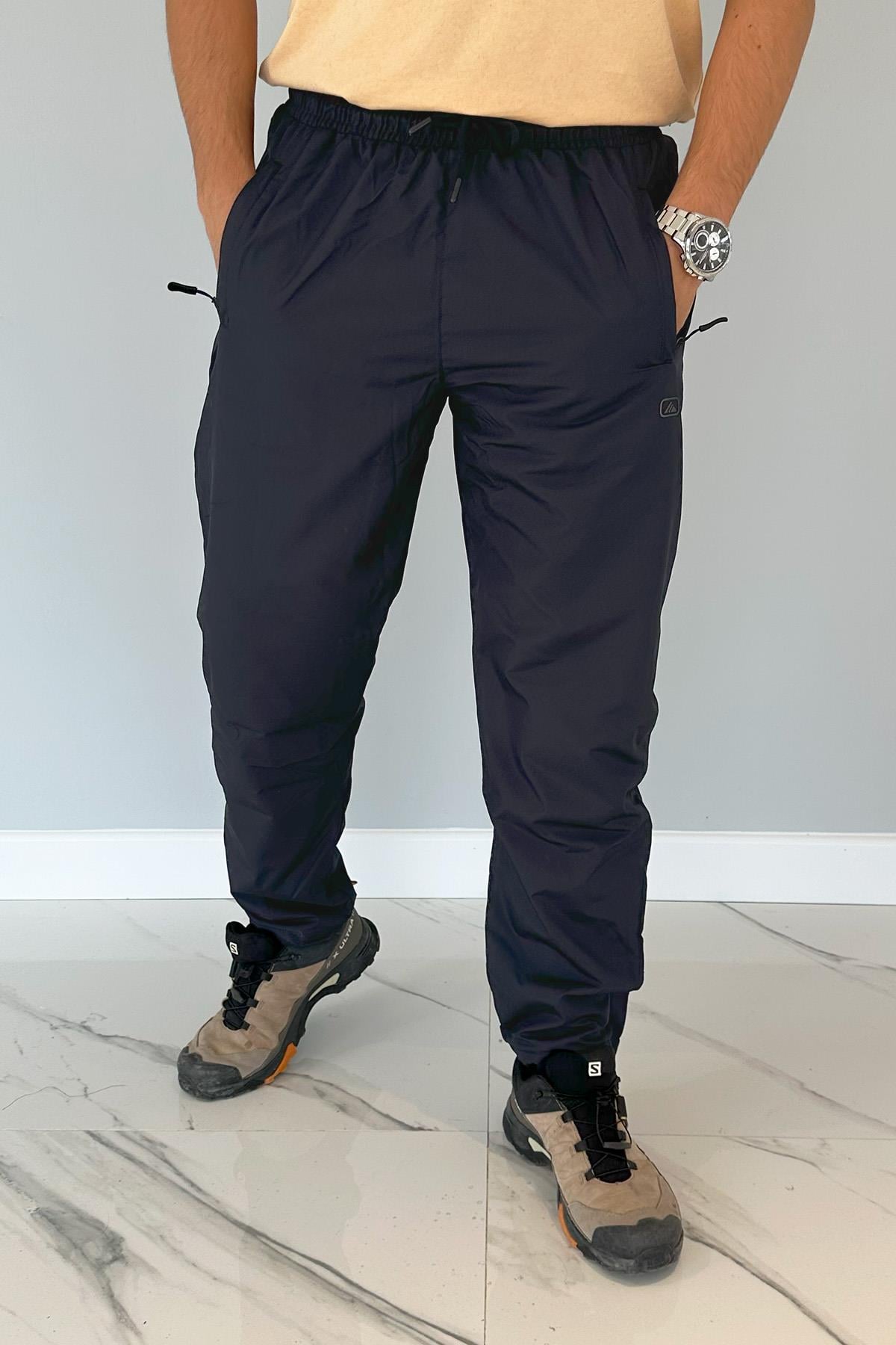 Erkek İçi Polarlı Cepli Paraşüt Pantolon 5035 Lacivert