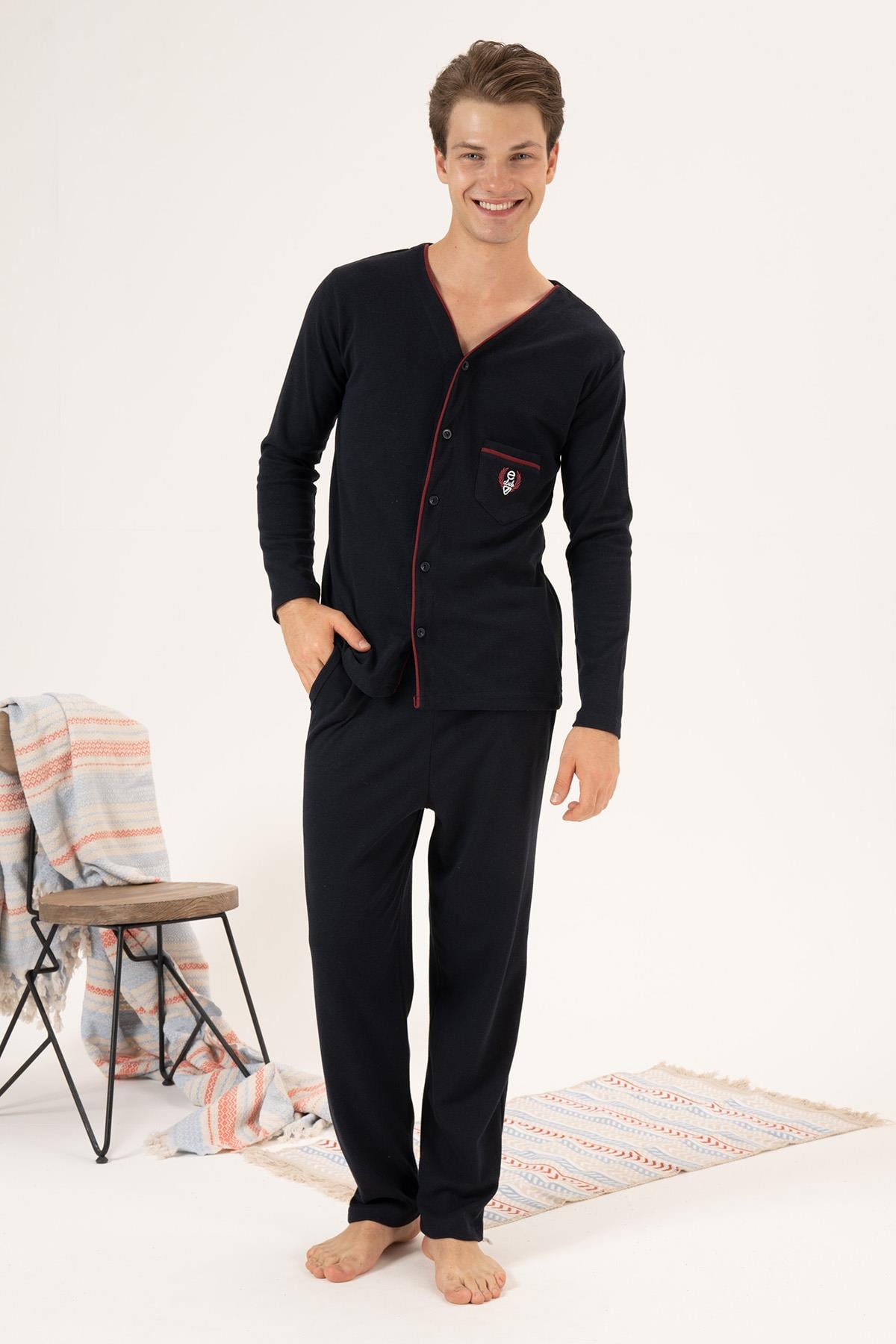 Erkek İnterlok Pijama Takımı 23410 Lacivert