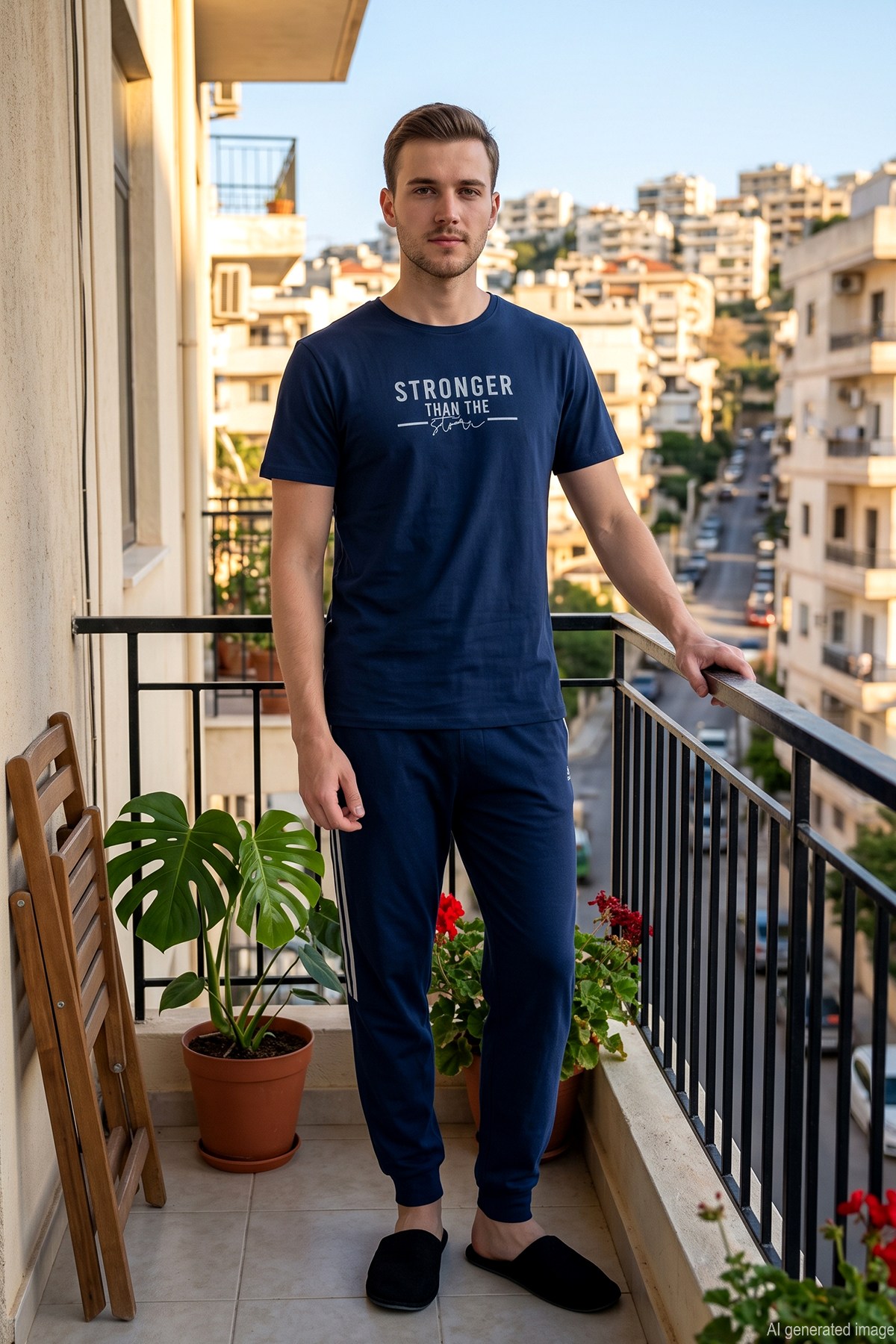 Erkek Kısa Kol Penye Pijama Takımı 2396 Lacivert