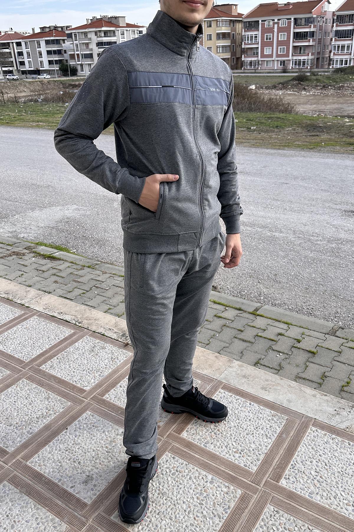 Erkek Likralı Penye Eşofman Takımı 2710 Gri