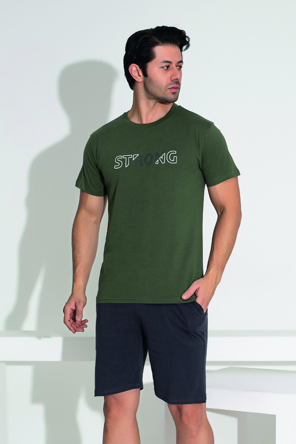 Erkek Şort Tshirt Pijama Takımı 25251 Yeşil