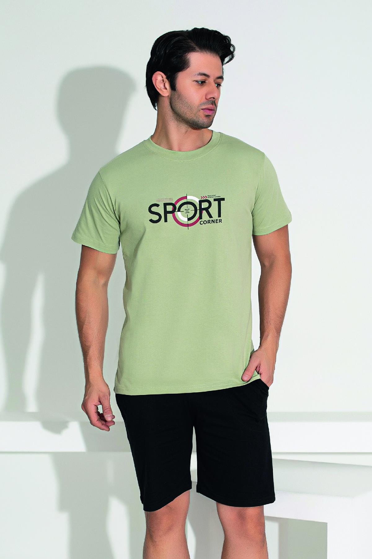 Erkek Şort Tshirt Pijama Takımı 25253 Haki