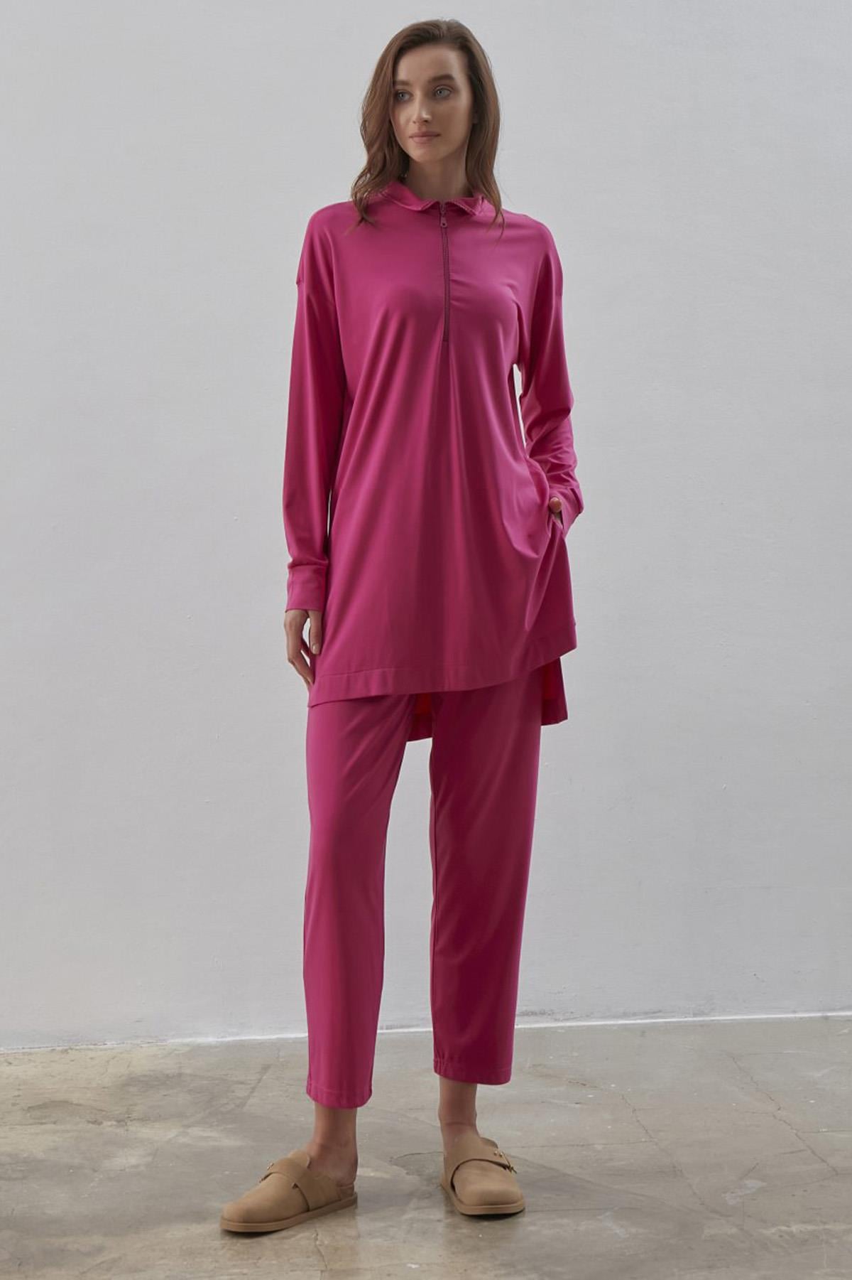 Fermuarlı Modal Takım 774 Fuşya