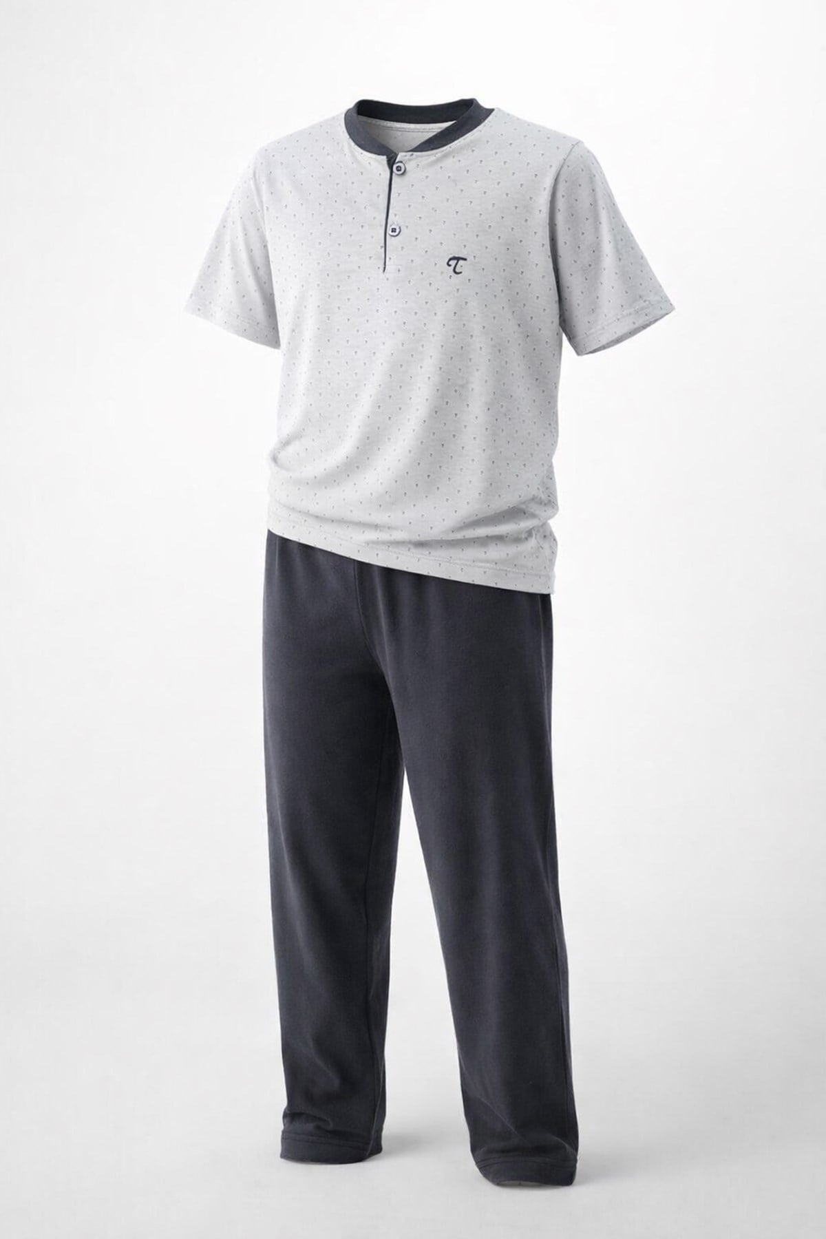 Genç Erkek Çocuk Pamuk Penye Pijama Takımı 4240 Gri01