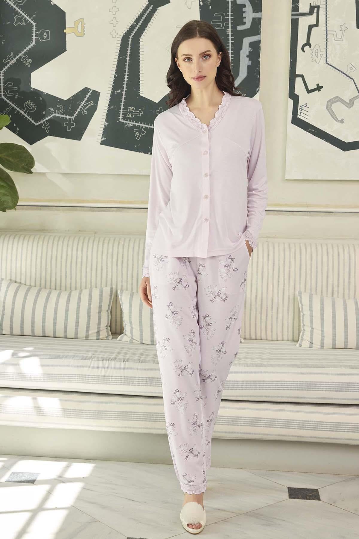 Kadın Aydoğan Dantelli Pijama Takımı 240608 Lila