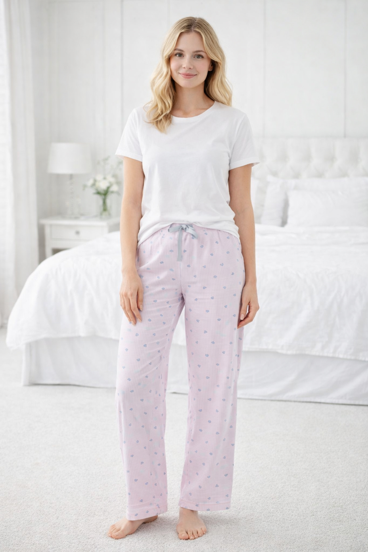Kadın Viskon Kumaş Penye Tek Pijama Alt 11 Pembe02