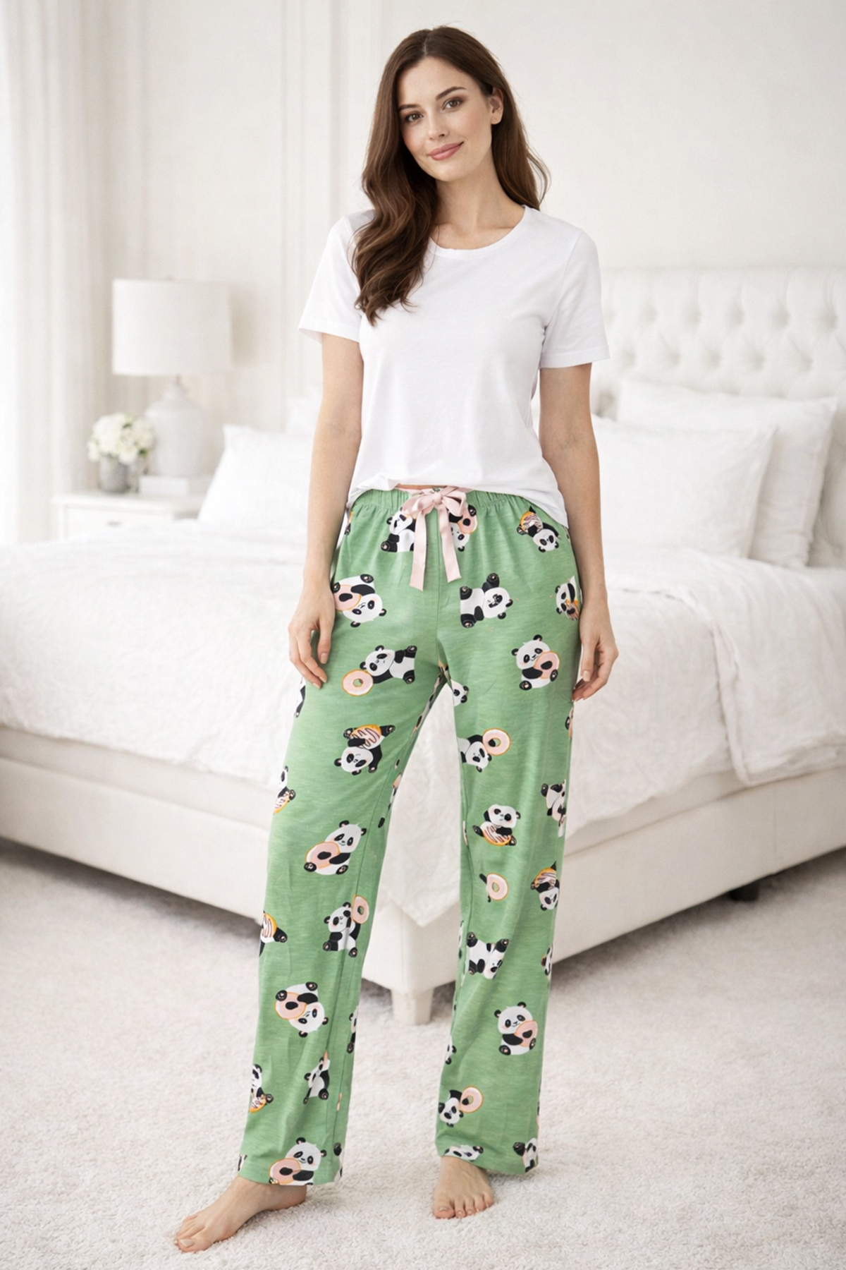 Kadın Viskon Kumaş Penye Tek Pijama Alt 23 Yeşil