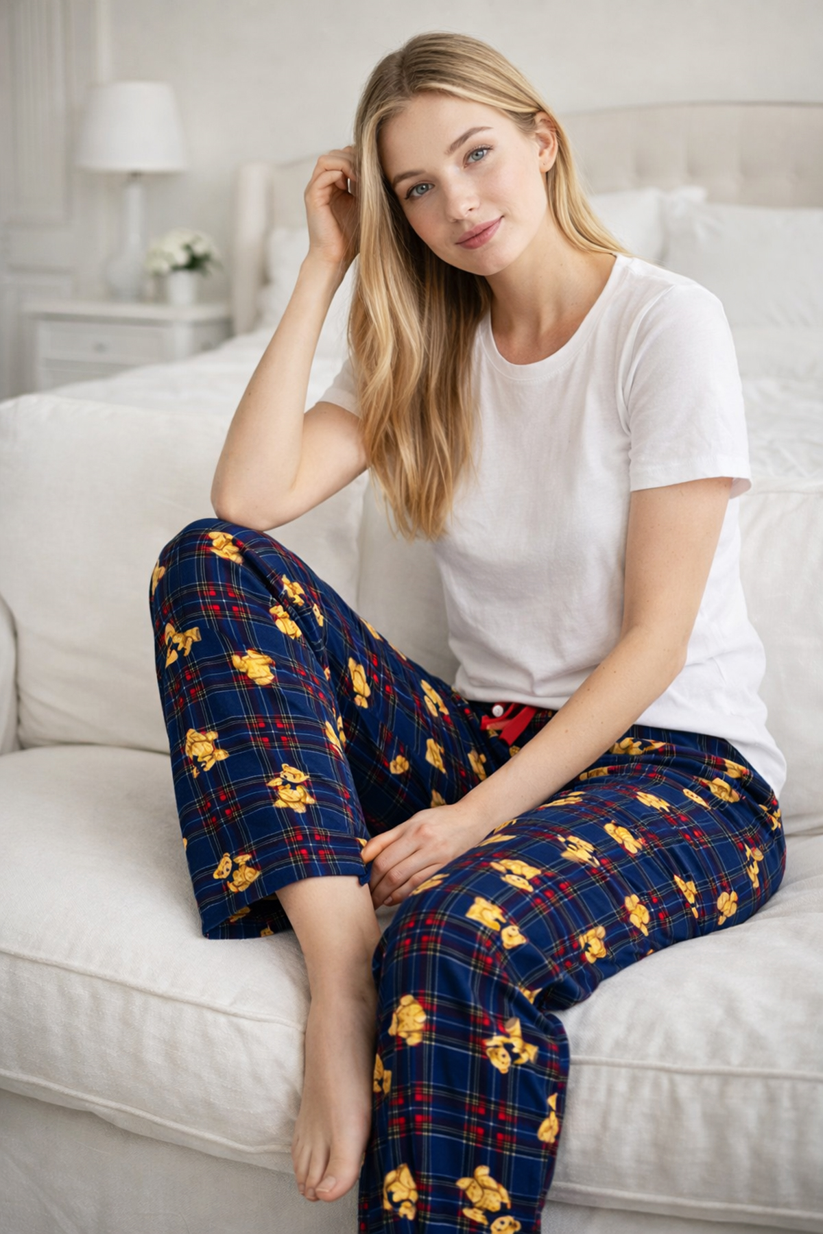 Kadın Viskon Kumaş Penye Tek Pijama Alt 14 Lacivert