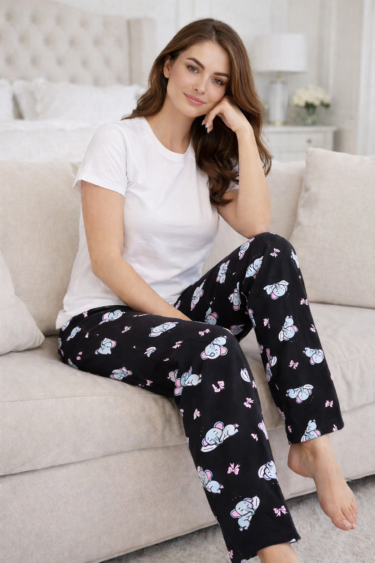 Kadın Viskon Kumaş Penye Tek Pijama Alt 17 Siyah01