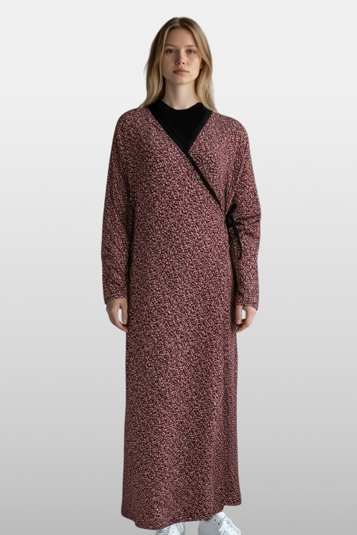 Kadın Viskon Namaz Elbisesi 25247-5 Bordo