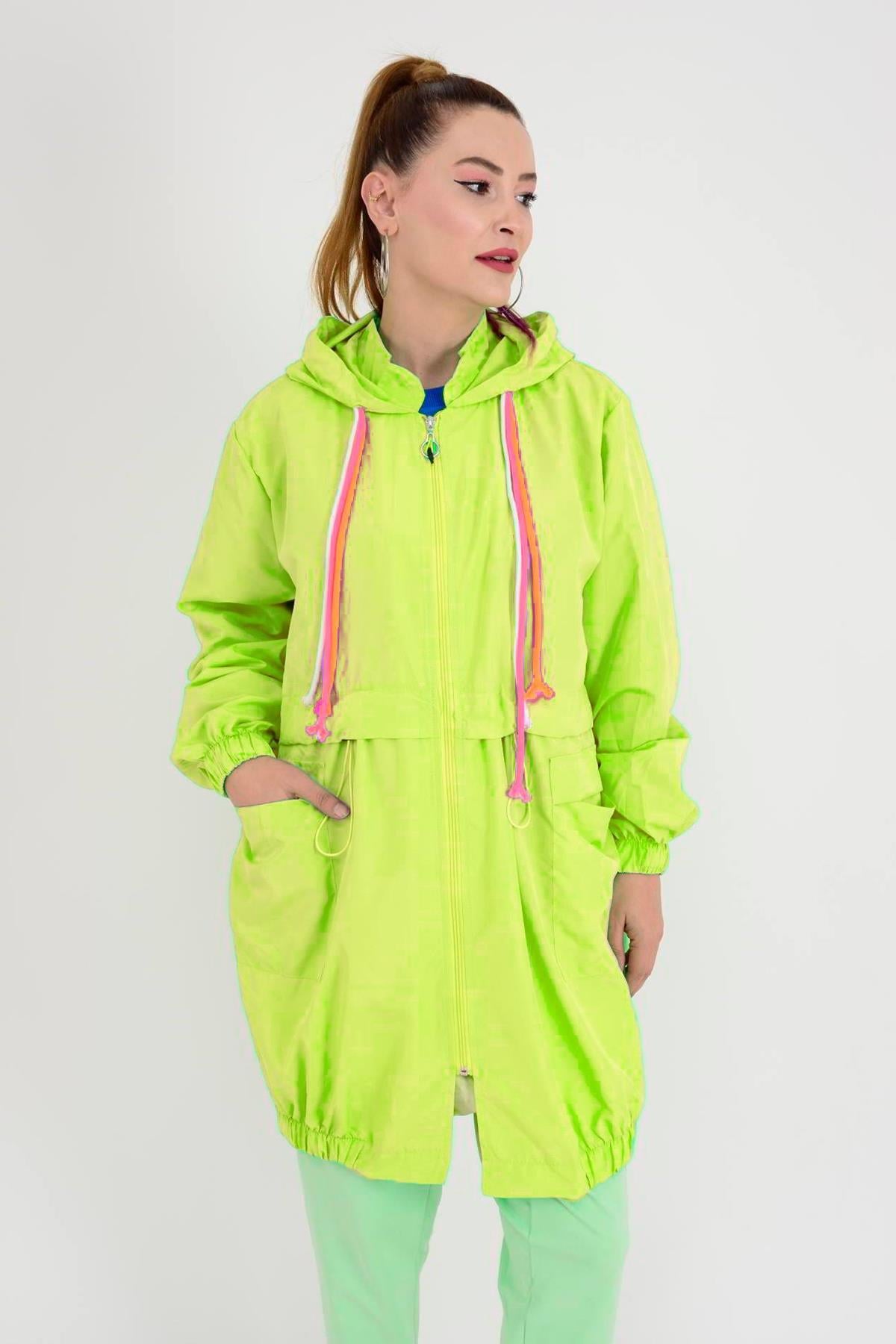Kadın Yağmurluk Ceket Kap 2069 Neon Sarı