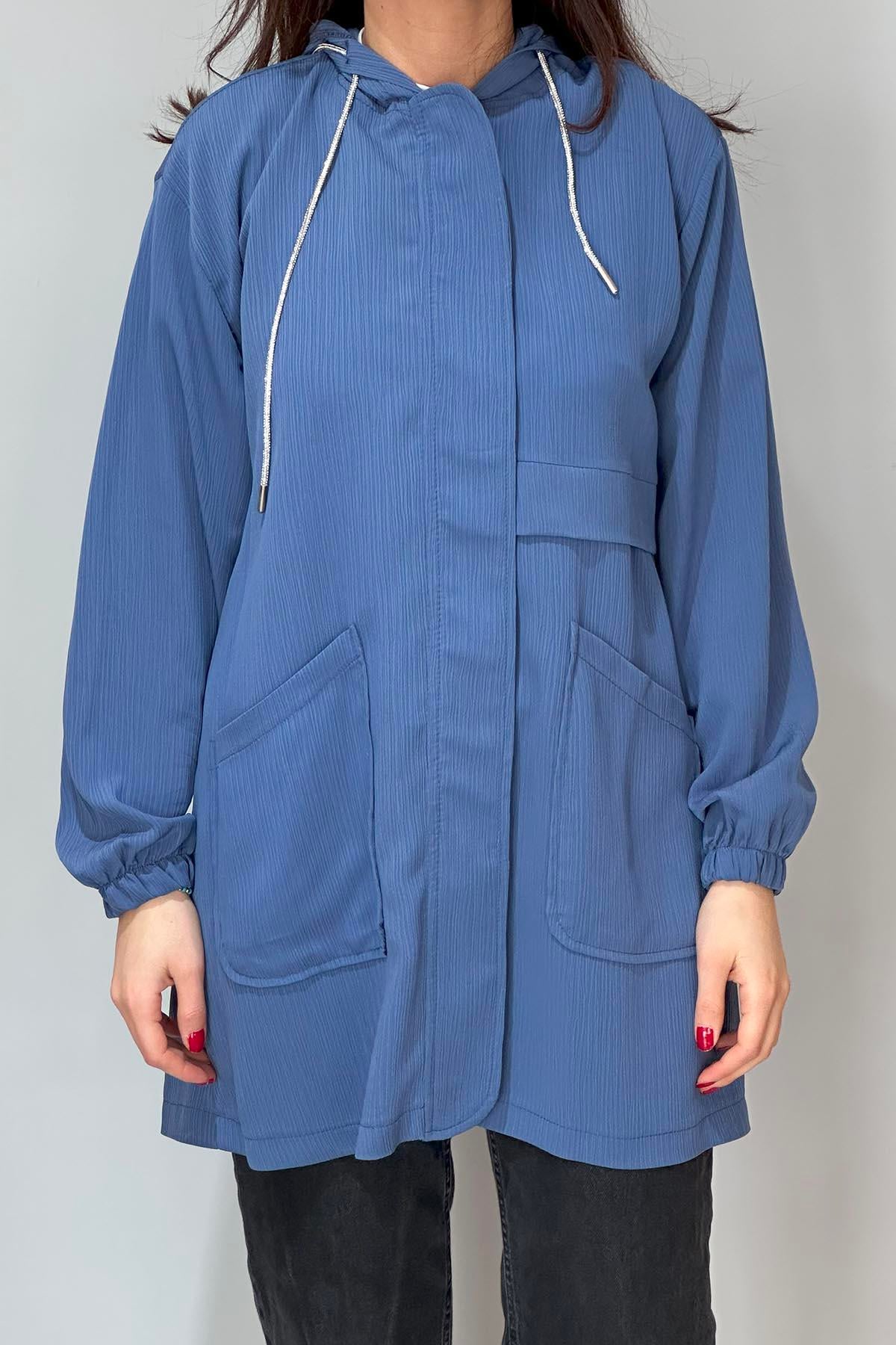 Kapüşon Detay Tunik 3191 İndigo