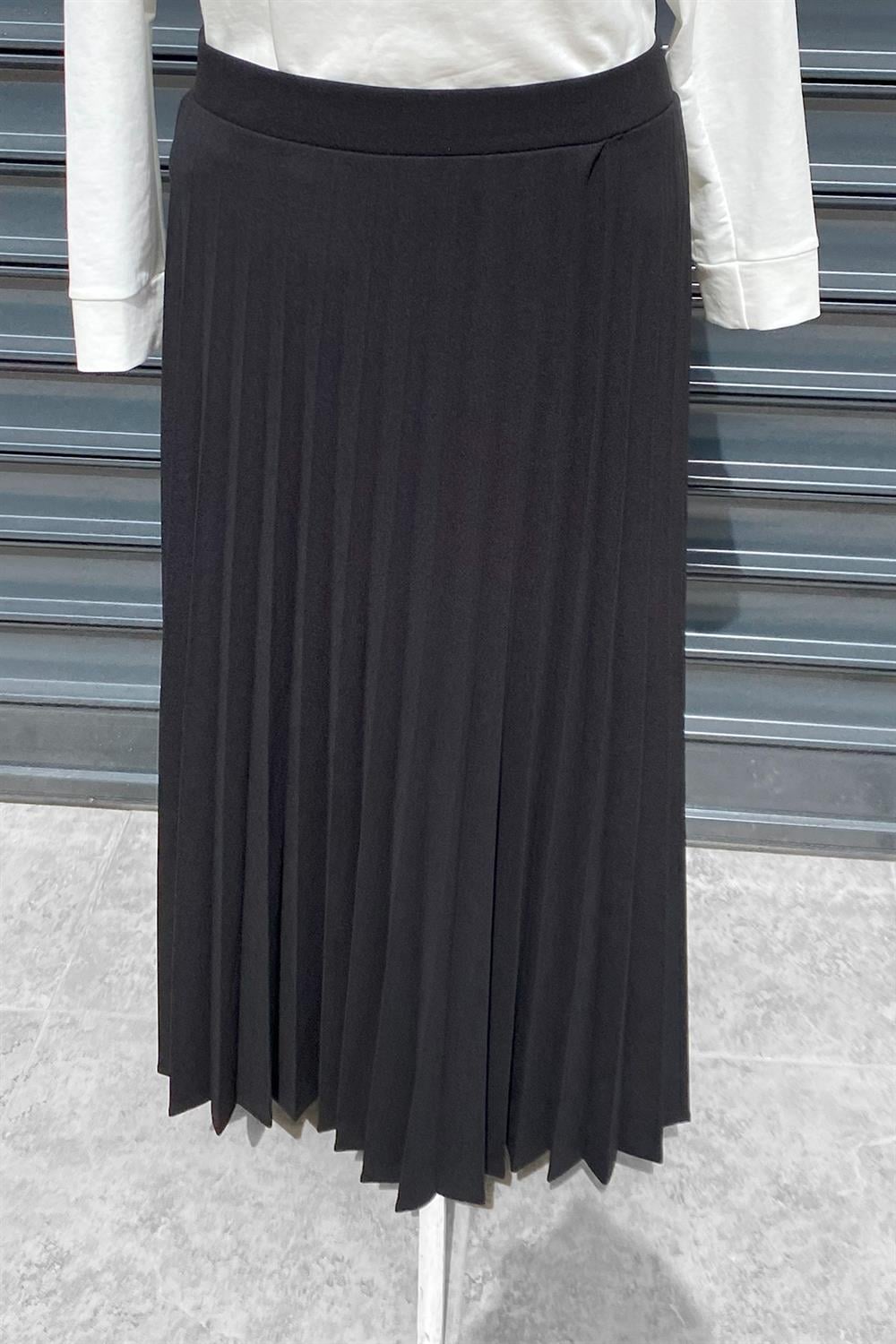 Lale Butik Krep Pileli Etek 1005 Siyah