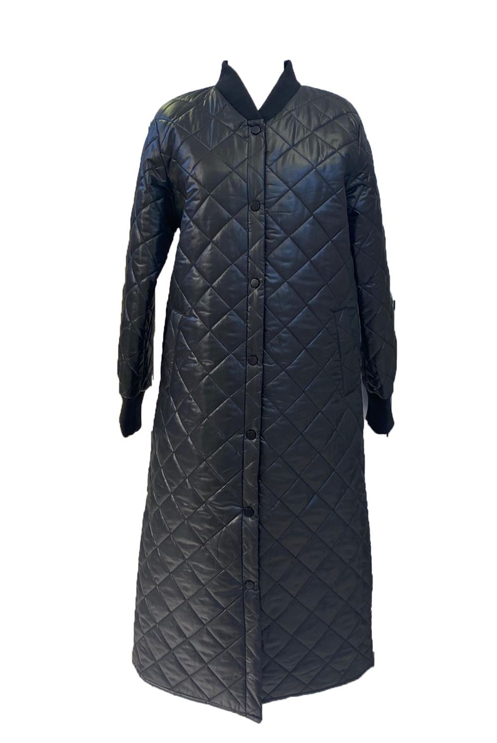 Lale Butik Uzun Şişme Mont Siyah