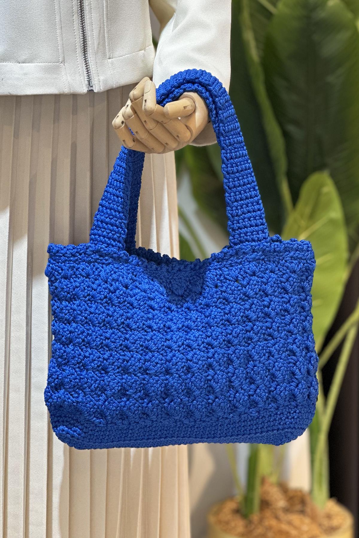 Lale El Örgüsü Baget Çanta 05 Saks