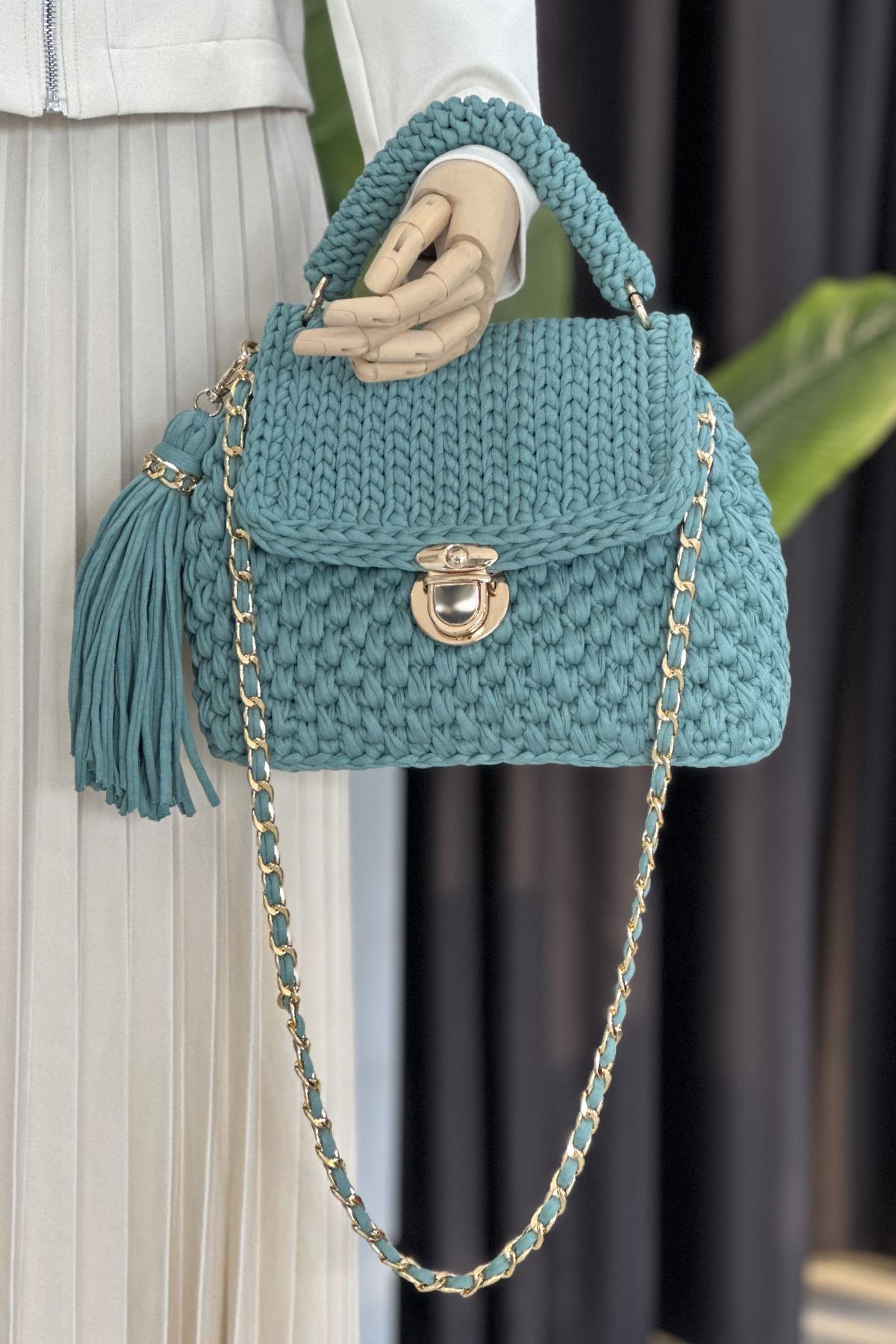 Lale El Örgüsü Çanta 03 Mint