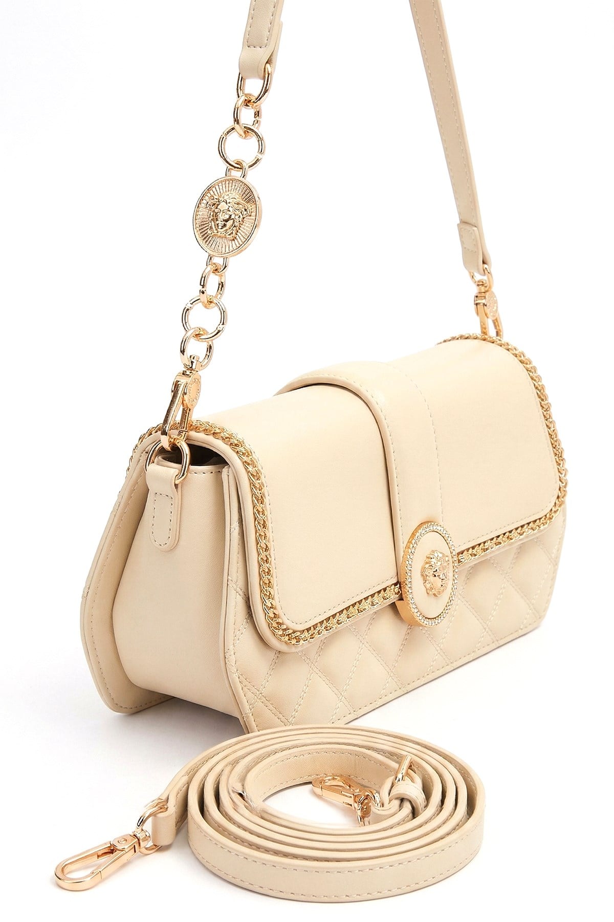 Levidor Çift Askılı Sert Deri Premium Çanta 930389 Krem