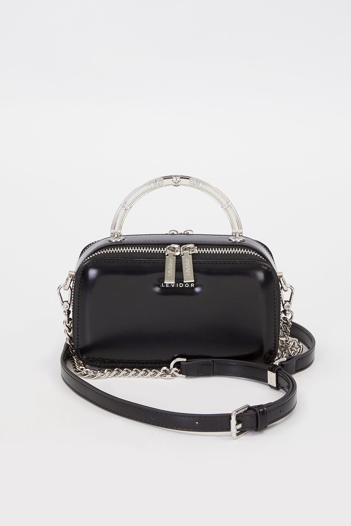 Levidor Premium Çift Göz ve Fermuar Detay Küçük Boy Çanta 930424 Siyah