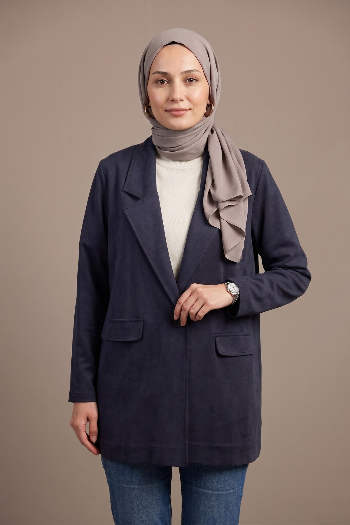 Lyocell Blazer Ceket 878 Lacivert