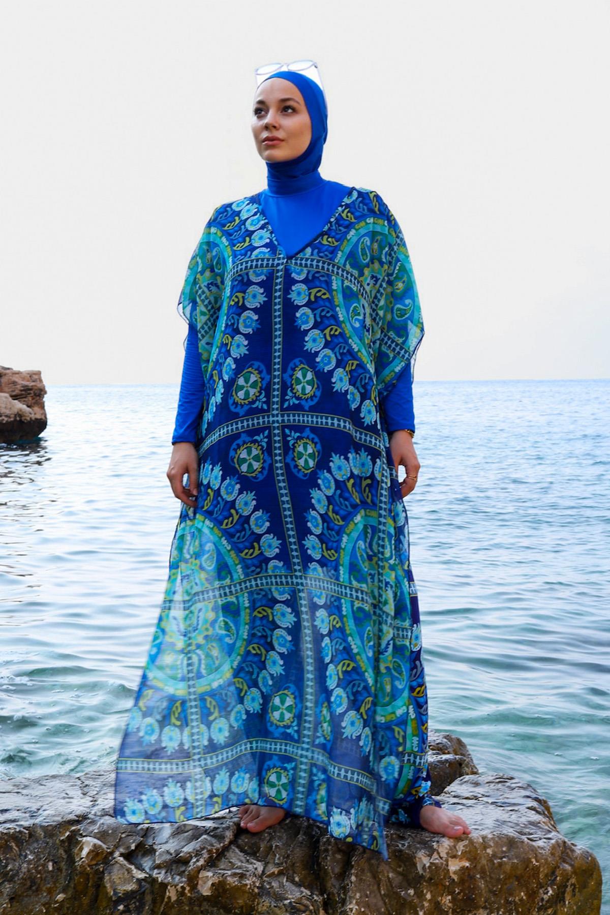 Mayo Üzerine Tek Pareo Kaftan 900-301-P