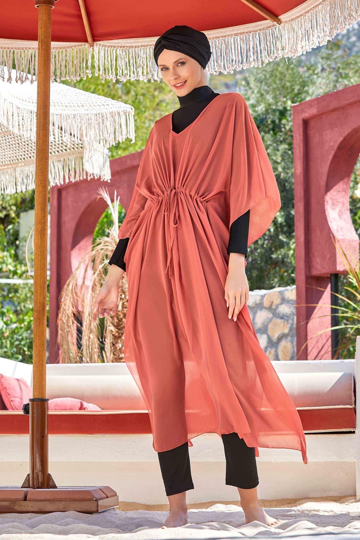 Mayo Üzerine Tek Pareo Kaftan Lına 6039 Tarçın