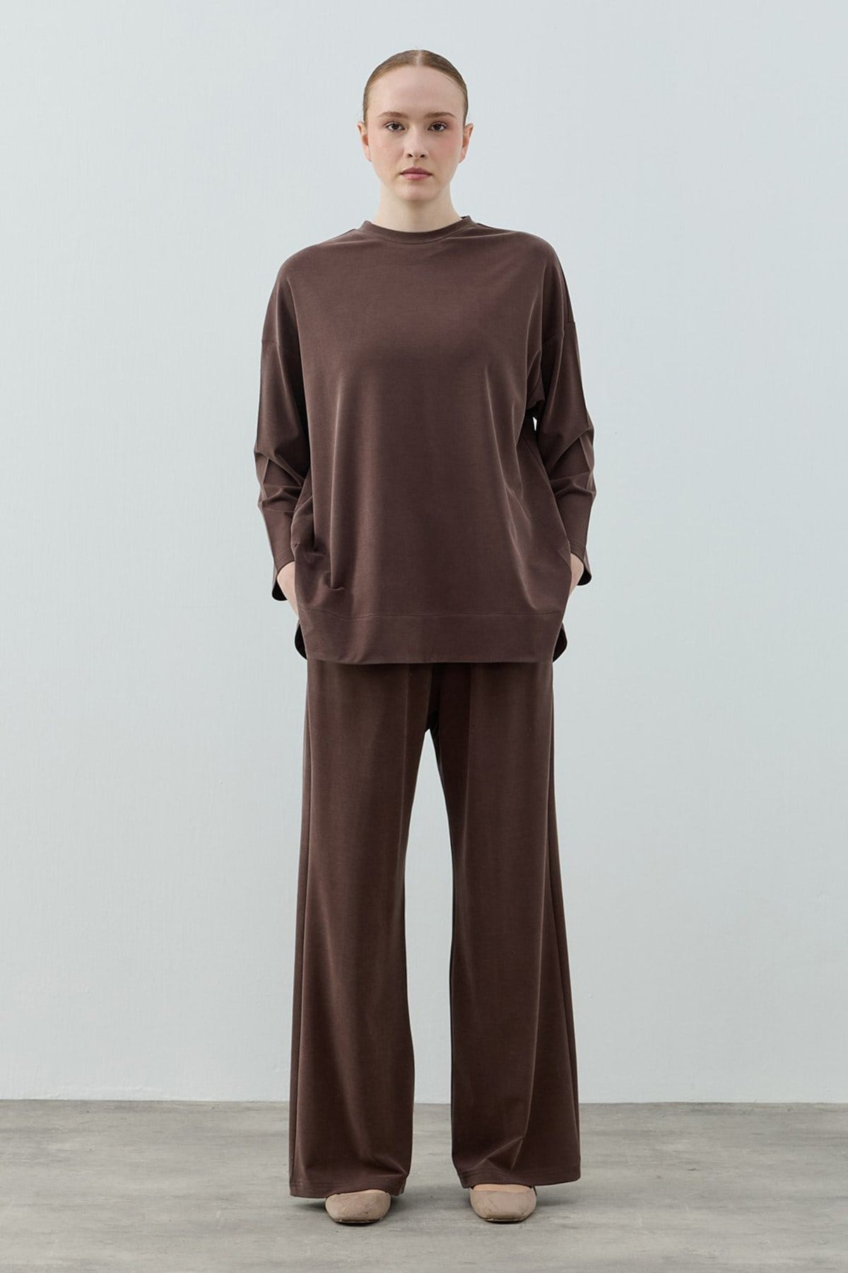 Merwish Bambu Comfi Pantolonlu Takım 1805 Kahverengi