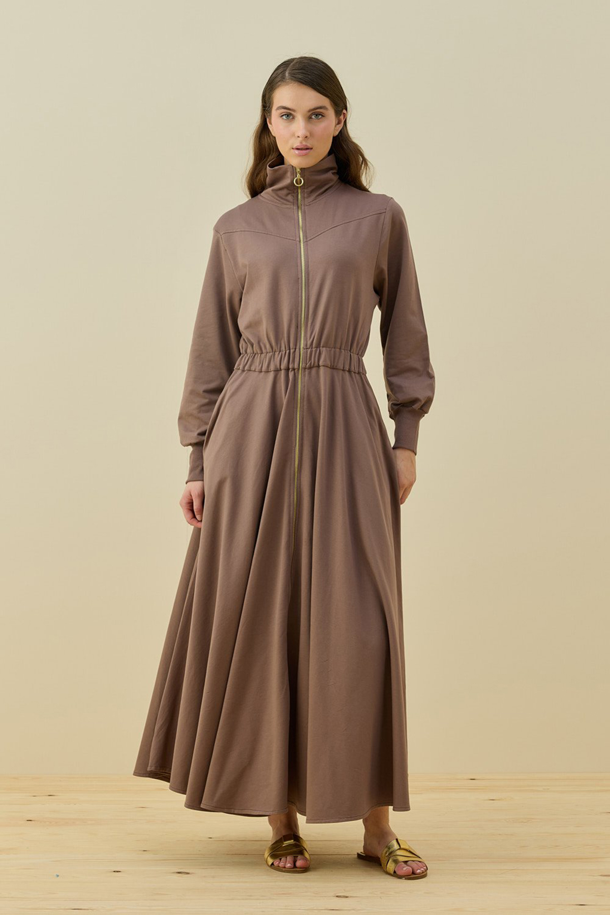 Merwish Penye Kolej Elbise 1796 Mocha