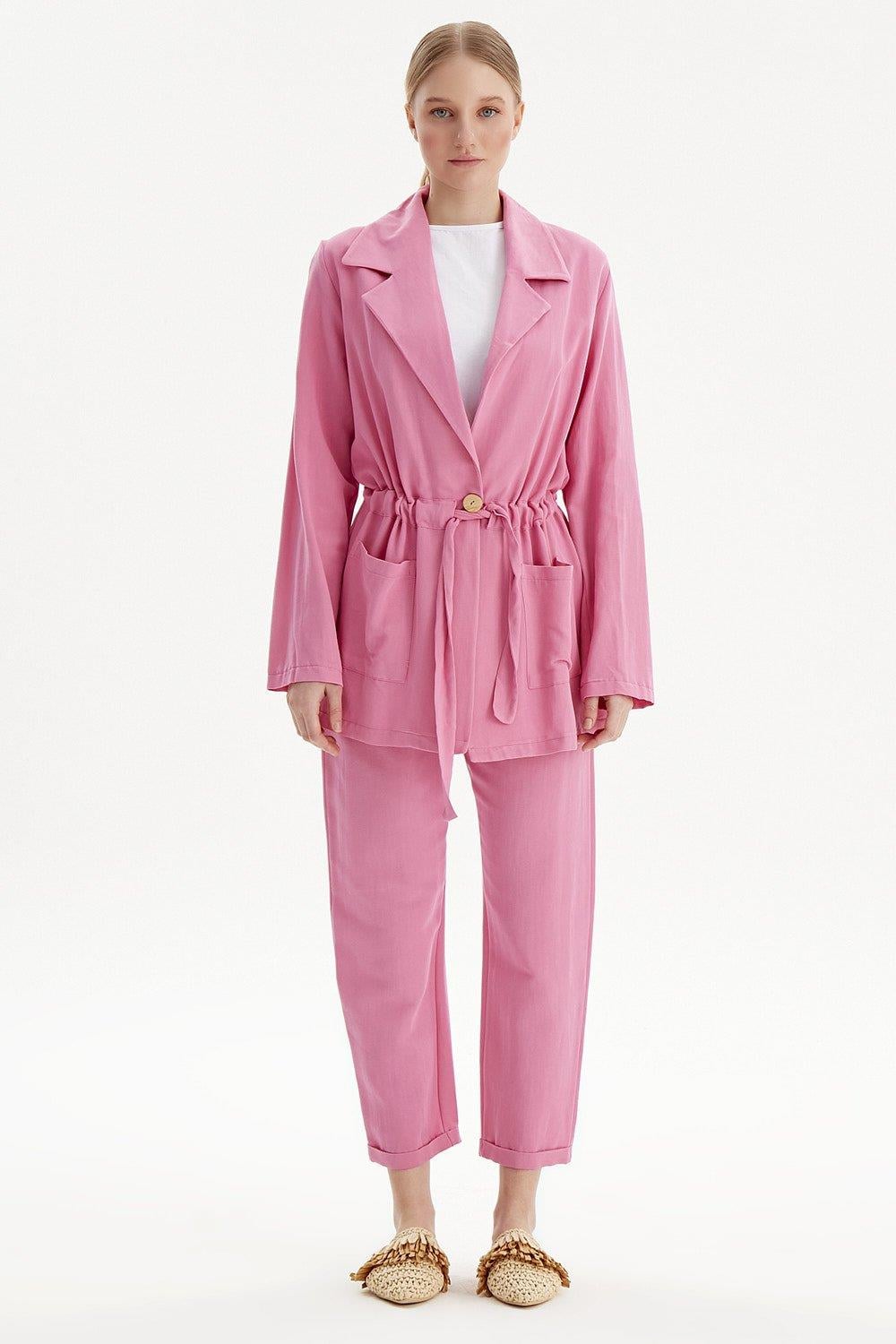 Merwishop Keten Pantolonlu Takım 590 Pembe