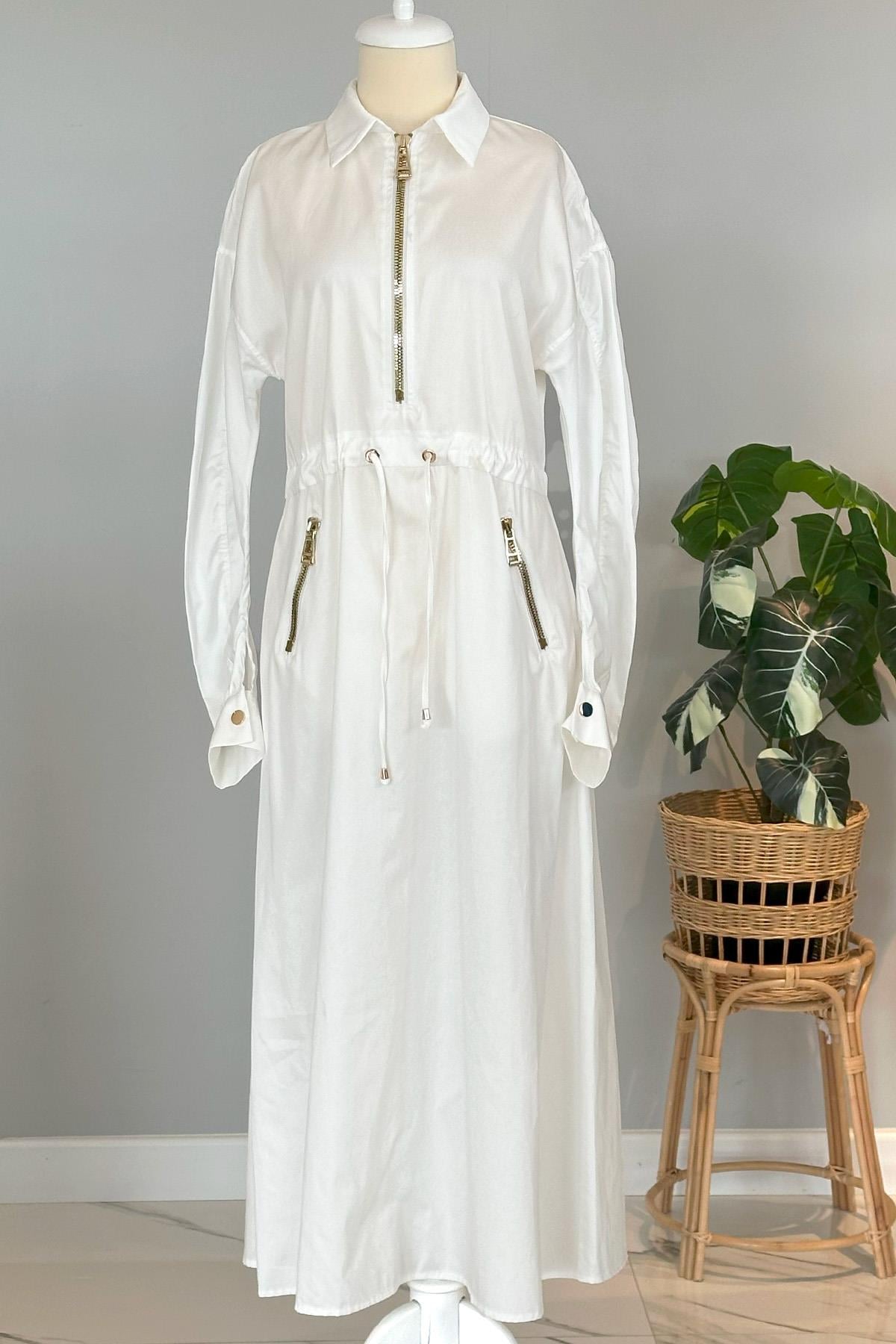 Missemramiss Coton Gömlek Elbise 4331 Ekru