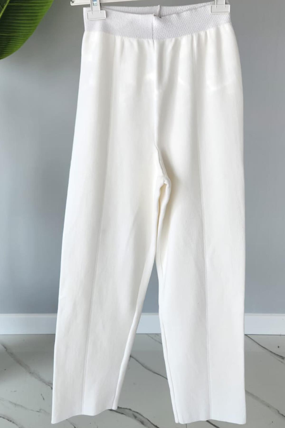 Missemramiss Elegante Pamuklu Triko Pantalon 4159 Ekru