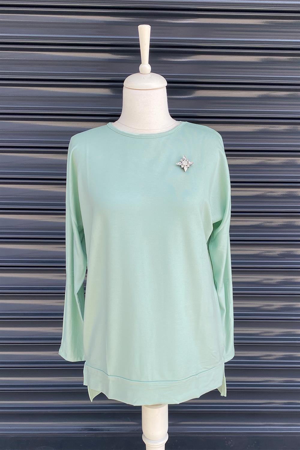 Missemramiss İpek Pamuk Bluz 3425 Mint