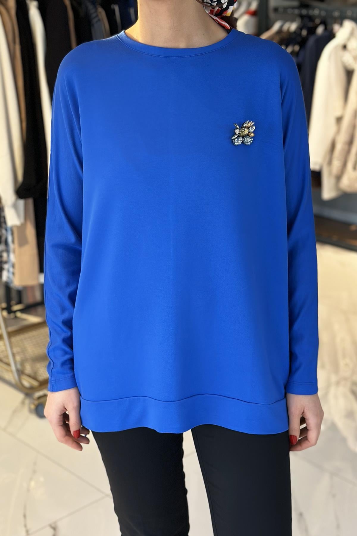 Missemramiss İpek Pamuk Bluz 4632 Saks