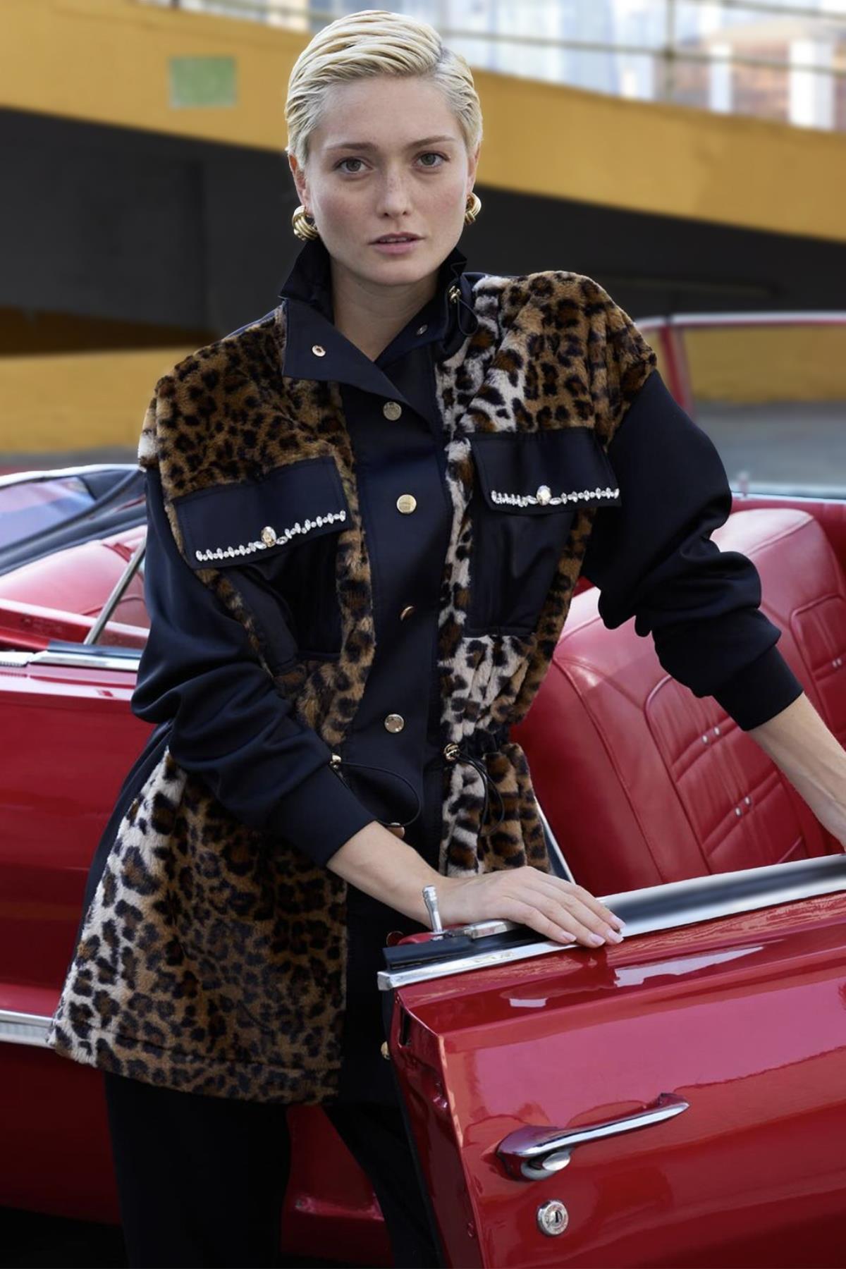 Missemramiss Kürklü Leopar Ceket Kap 4663 Kahve