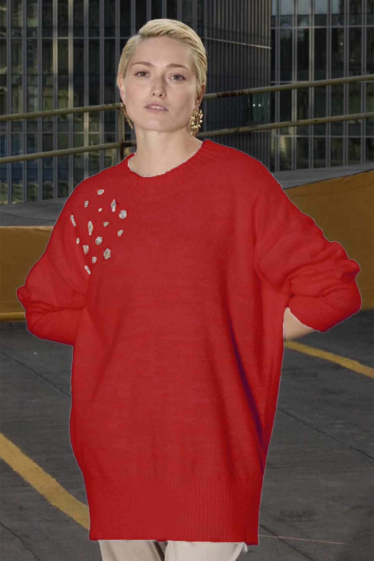 Missemramiss Maglione Angora Kazak Tunik 4572 Kırmızı