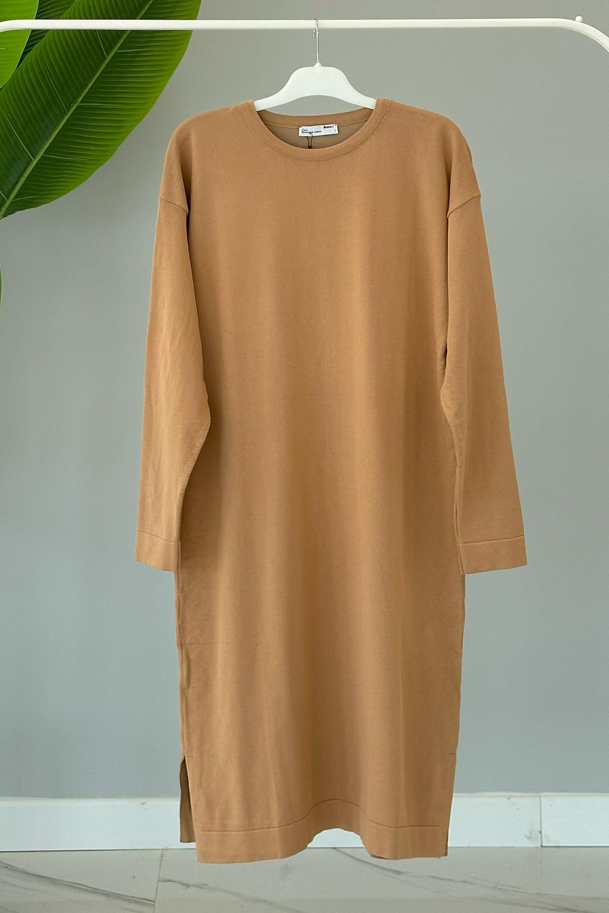 Missemramiss Pamuklu Uzun Triko Tunik 4226 Camel
