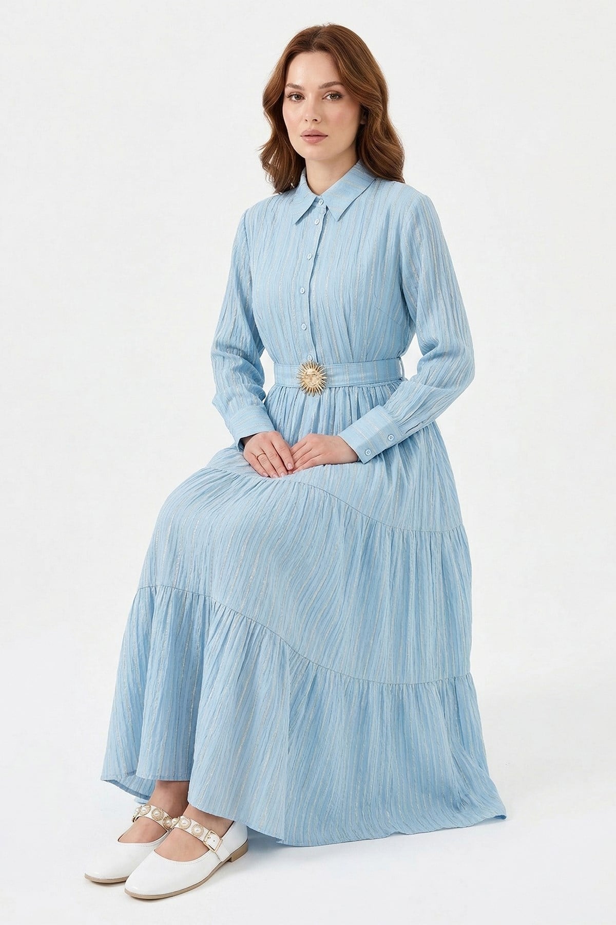 Missemramiss Summer Line Elbise 5248 Açık Mavi