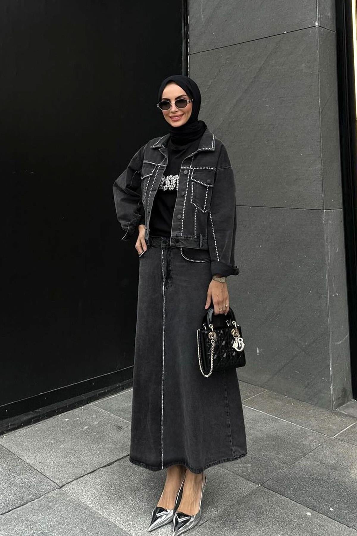 Missemramiss Taş İşlemeli Kot Etekli Takım 4294