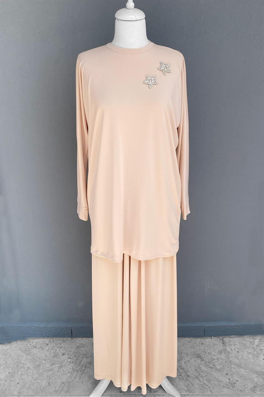 Missemramiss Venezia Broşlu Pantolonlu Sandy Takım 3909 Bej