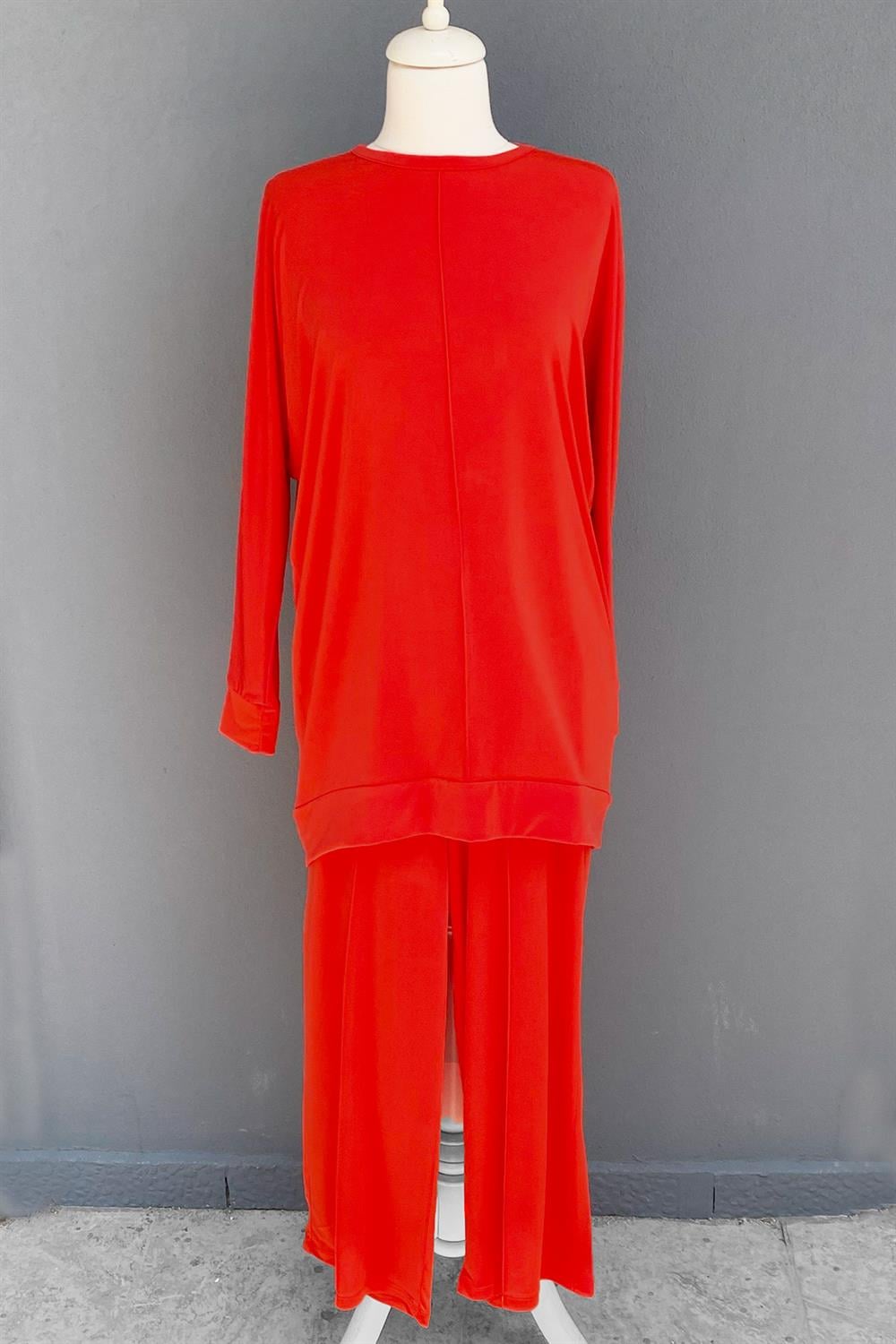 Missemramiss Venezia Nervürlü Pantolonlu Sandy Takım 3914 Mercan