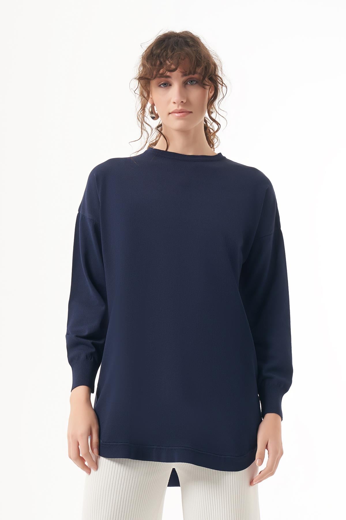 Nuss Merserize Oval Kesim Tunik 1200 Lacivert