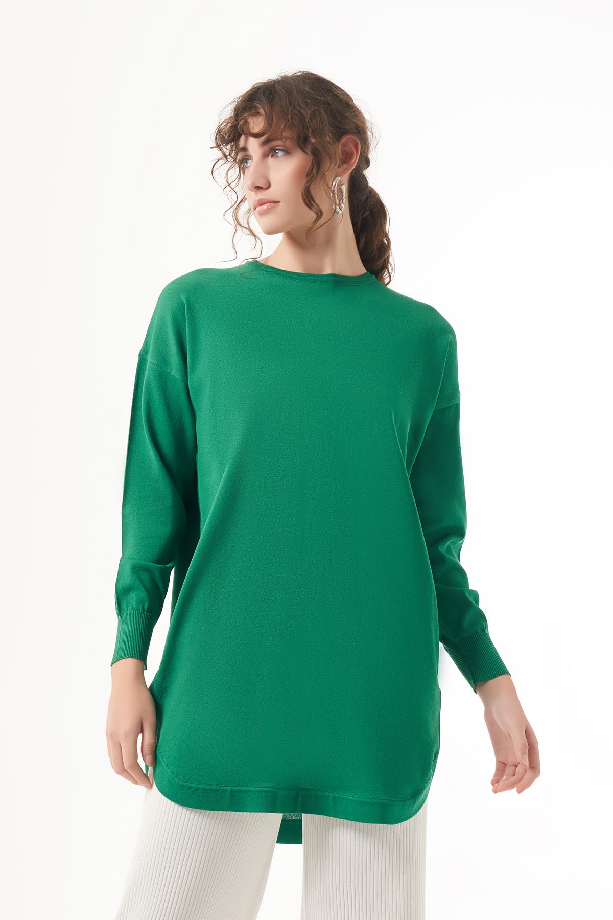 Nuss Merserize Oval Kesim Tunik 1200 Yeşil