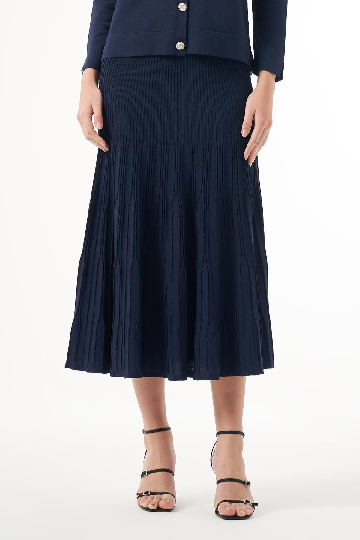 Nuss Merserize Triko Fitilli TEK Etek 1300 Lacivert